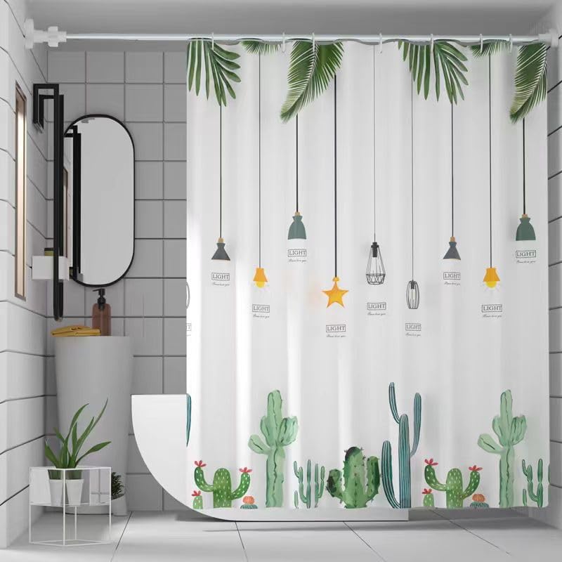 TIKABC Shower Curtain Liner, 4G PEVA Banana Leaves Shower Liner, Plastic Waterproof Shower Curtains, 72x72 inch with Grommet Holes 3 Magnetic Weights - Image 1
